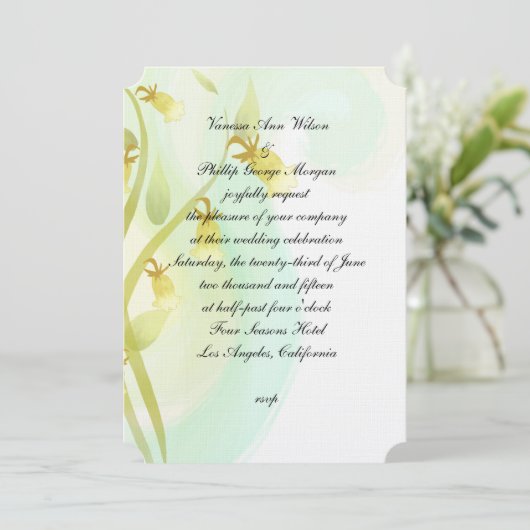Gelbe Glocken Watercolor Wash Einladung (Stehend Vorderseite)