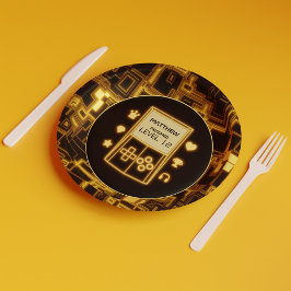 Gelbe Glow-Handheld-Konsole Pappteller