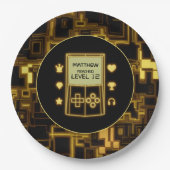 Gelbe Glow-Handheld-Konsole Pappteller (Vorderseite)