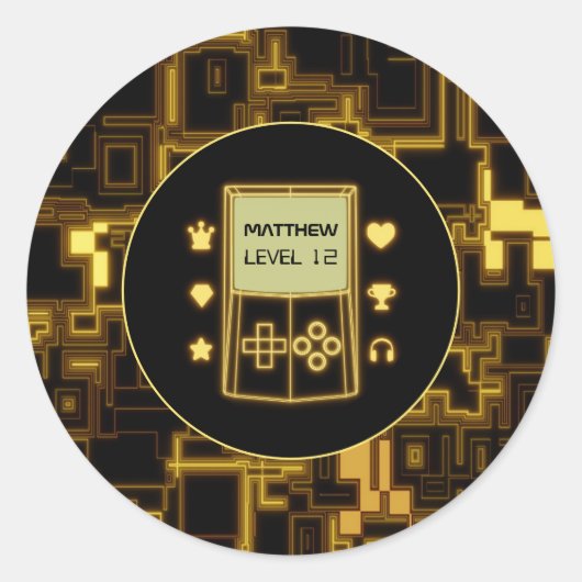 Gelbe Glow-Handheld-Konsole Runder Aufkleber (Vorderseite)