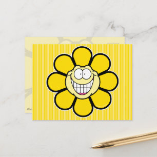 Gelbe glückliche Blumen-Schraubenzieher-Grafiken Postkarte