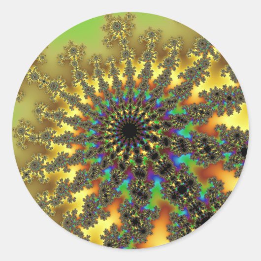 Gelbe goldene Burst Große runde Sticker (Vorderseite)