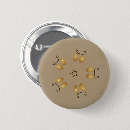 Gelbe goldene Ei Muster Ostereier Rustikal Beige Button (Vorne & Hinten)