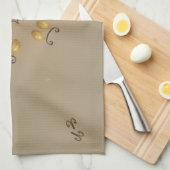 Gelbe goldene Ei Muster Ostereier Rustikal Beige Handtuch (Viertel Falte)