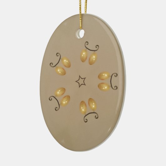 Gelbe goldene Ei Muster Ostereier Rustikal Beige Keramik Ornament (Links)