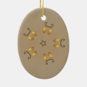 Gelbe goldene Ei Muster Ostereier Rustikal Beige Keramik Ornament (Hinten)