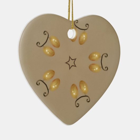 Gelbe goldene Ei Muster Ostereier Rustikal Beige Keramikornament (Rechts)