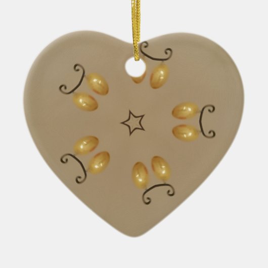 Gelbe goldene Ei Muster Ostereier Rustikal Beige Keramikornament (Vorne)