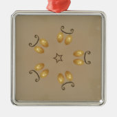 Gelbe goldene Ei Muster Ostereier Rustikal Beige Ornament Aus Metall (Vorne)