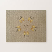 Gelbe goldene Ei Muster Ostereier Rustikal Beige Puzzle (Horizontal)