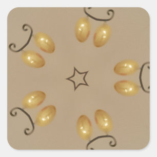 Gelbe goldene Ei Muster Ostereier Rustikal Beige Quadratischer Aufkleber