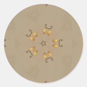 Gelbe goldene Ei Muster Ostereier Rustikal Beige Runder Aufkleber