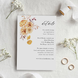 Gelbe goldene florale Detailkarte Begleitkarte