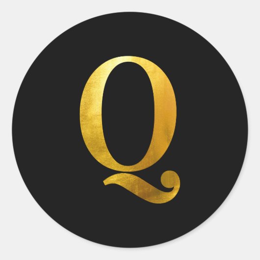 Gelbe goldene Fohlen Monogram Q auf schwarz Runder Aufkleber (Vorderseite)