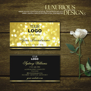 Gelbe goldene Glitzer Schwarze Gold-Grenze und Log Visitenkarte