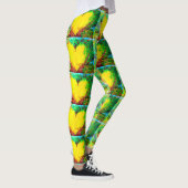 Gelbe goldene Herzen grün Leggings (Rechts)