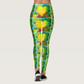 Gelbe goldene Herzen grün Leggings (Rückseite)