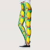 Gelbe goldene Herzen grün Leggings (Links)