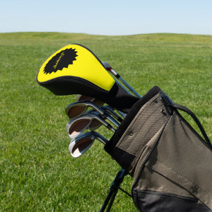 Gelbe goldene Kopfbedeckung mit Name und Anfangsbe Golf Headcover