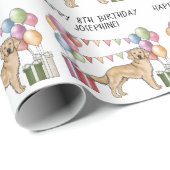 Gelbe goldene Retriever farbenfrohe Pasta Geburtst Geschenkpapier (Rolleneckpunkt)