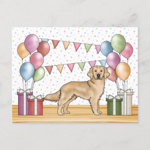 Gelbe goldene Retriever farbenfrohe Pasta Geburtst Postkarte