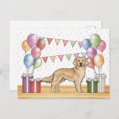 Gelbe goldene Retriever farbenfrohe Pasta Geburtst Postkarte (Vorne/Hinten)