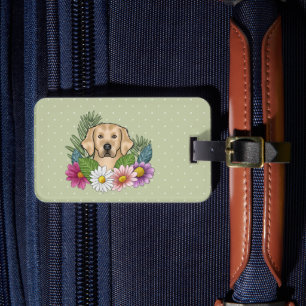Gelbe goldene Retriever farbige Blume Gepäckanhänger