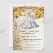 Gelbe goldene Rose aus Brautkleid, luxuriöse Blume Einladung (Vorderseite)