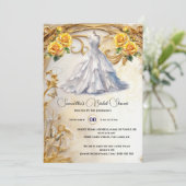 Gelbe goldene Rose aus Brautkleid, luxuriöse Blume Einladung (Stehend Vorderseite)