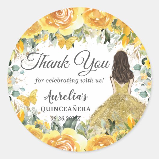 Gelbe goldene Rose Blumenschmetterlinge Fürstin Runder Aufkleber (Vorderseite)