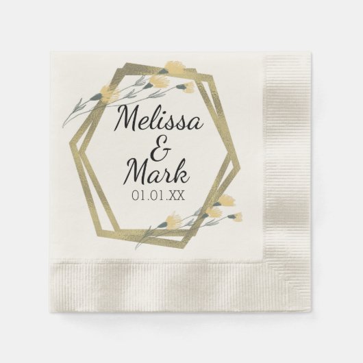 Gelbe goldfarbene Blume Serviette (Vorderseite)