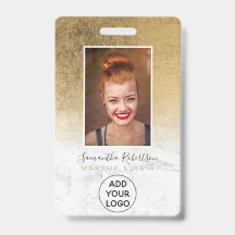 Gelbe Goldfolie Marmor Logo der Angestellten Foto