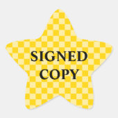 Gelbe goldgeprüfte signierte Kopie Stern-Aufkleber (Vorderseite)