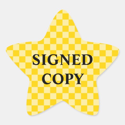Gelbe goldgeprüfte signierte Kopie Stern-Aufkleber (Vorderseite)