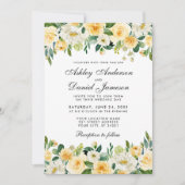 Gelbe goldgrüne Hochzeit Wasserfarbe Elegant Einladung (Vorderseite)