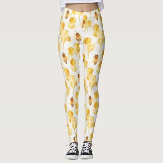 Gelbe Goldhonigbienen Leggings (Vorderseite)