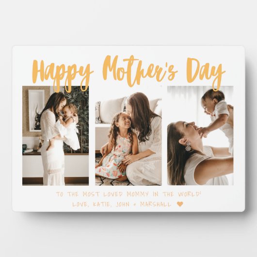 Gelbe Goldkalligraphie 3 Foto Muttertag Fotoplatte (Vorderseite)