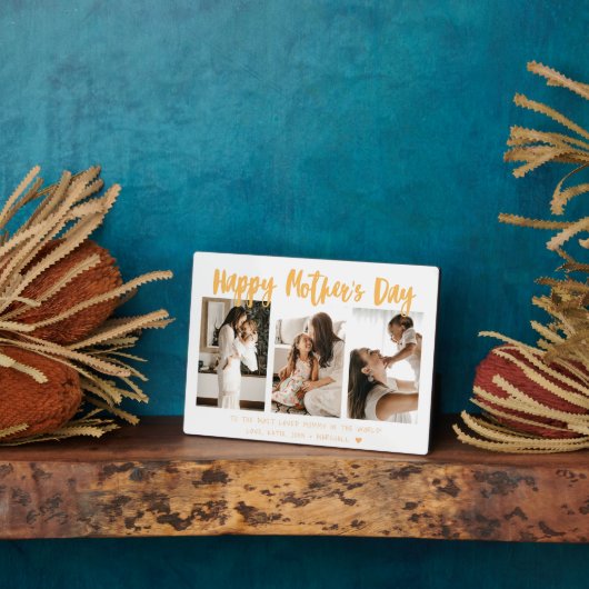 Gelbe Goldkalligraphie 3 Foto Muttertag Fotoplatte (Seite)