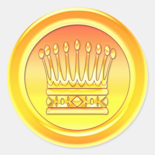 Gelbe Goldkrone Runder Aufkleber (Vorderseite)