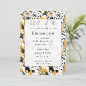 Gelbe Goldleoparden Abstrakt Einladung (Stehend Vorderseite)