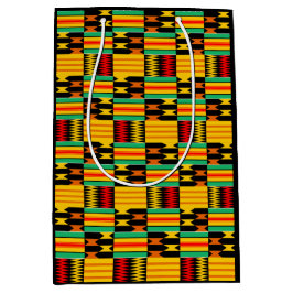 Gelbe Goldmedaille Schwarzer Comb Kente Gift Bag Mittlere Geschenktüte