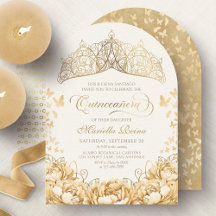 Gelbe Goldschmetterlinge Blumenkrone Quinceanera
