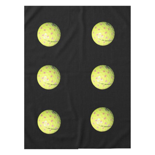 Gelbe Golfbälle auf schwarz, Tischdecke (Vorderseite)