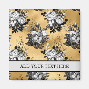 Gelbe gotische Blumenblätter Florale Illustration Magnet
