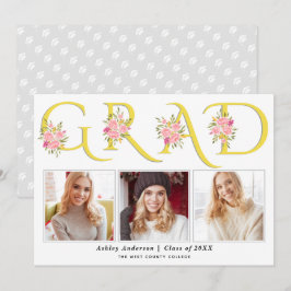 Gelbe GRAD-Typografie Rosenrosen Foto Abschluss Ankündigung