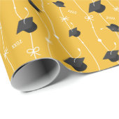 Gelbe Graduierungsklappen und -band Geschenkpapier (Rolleneckpunkt)