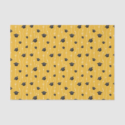 Gelbe Graduierungsklappen und -band Seidenpapier (Vorderseite)