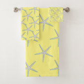 Gelbe graue Aquamarine Starfish Muster Niedlich Badhandtuch Set (Insitu)