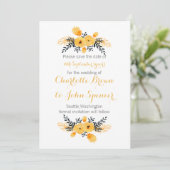 Gelbe graue Aquarellblüte speichern die Daten Save The Date (Stehend Vorderseite)