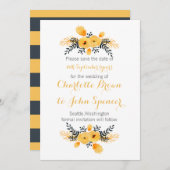 Gelbe graue Aquarellblüte speichern die Daten Save The Date (Vorne/Hinten)